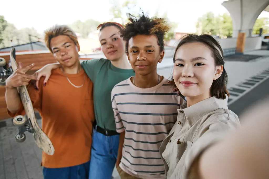A group of young teenagers spending time together